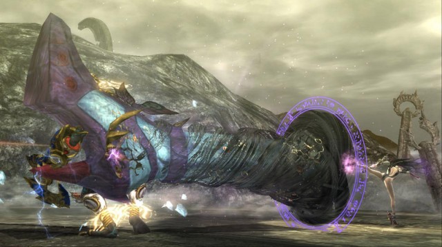 Bayonetta uses a wiked weave move on an enemy