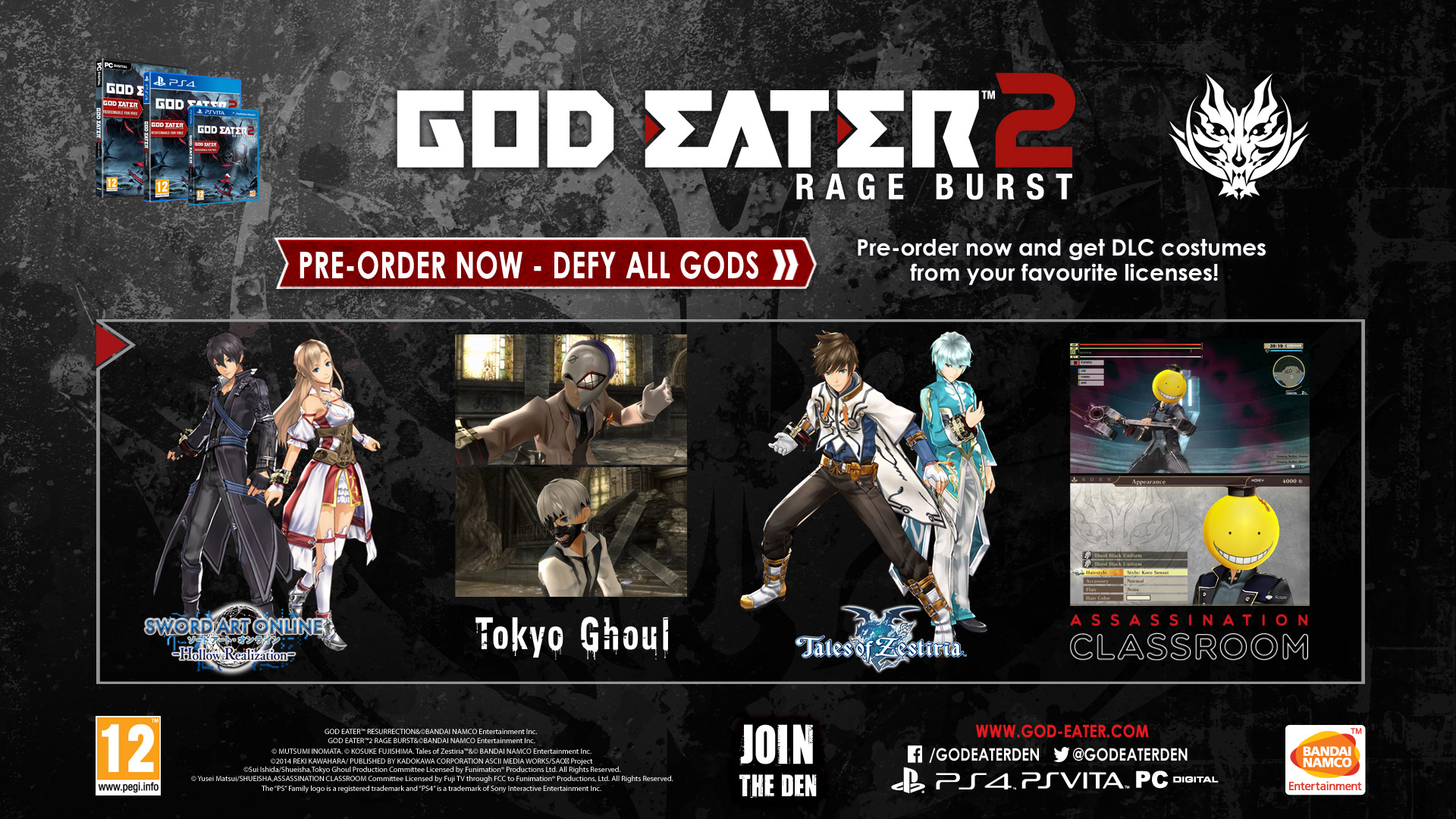 God Eater 2: Rage Burst Game's Day One Edition Includes Assassination  Classroom Costumes - News - Anime News Network