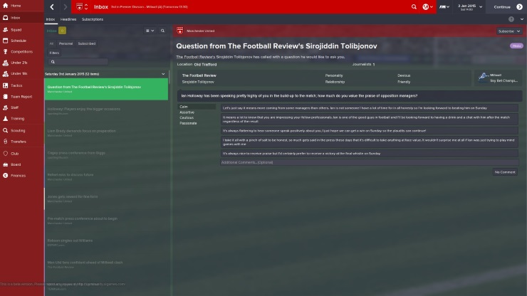 Football Manager 2015 - Journo Question
