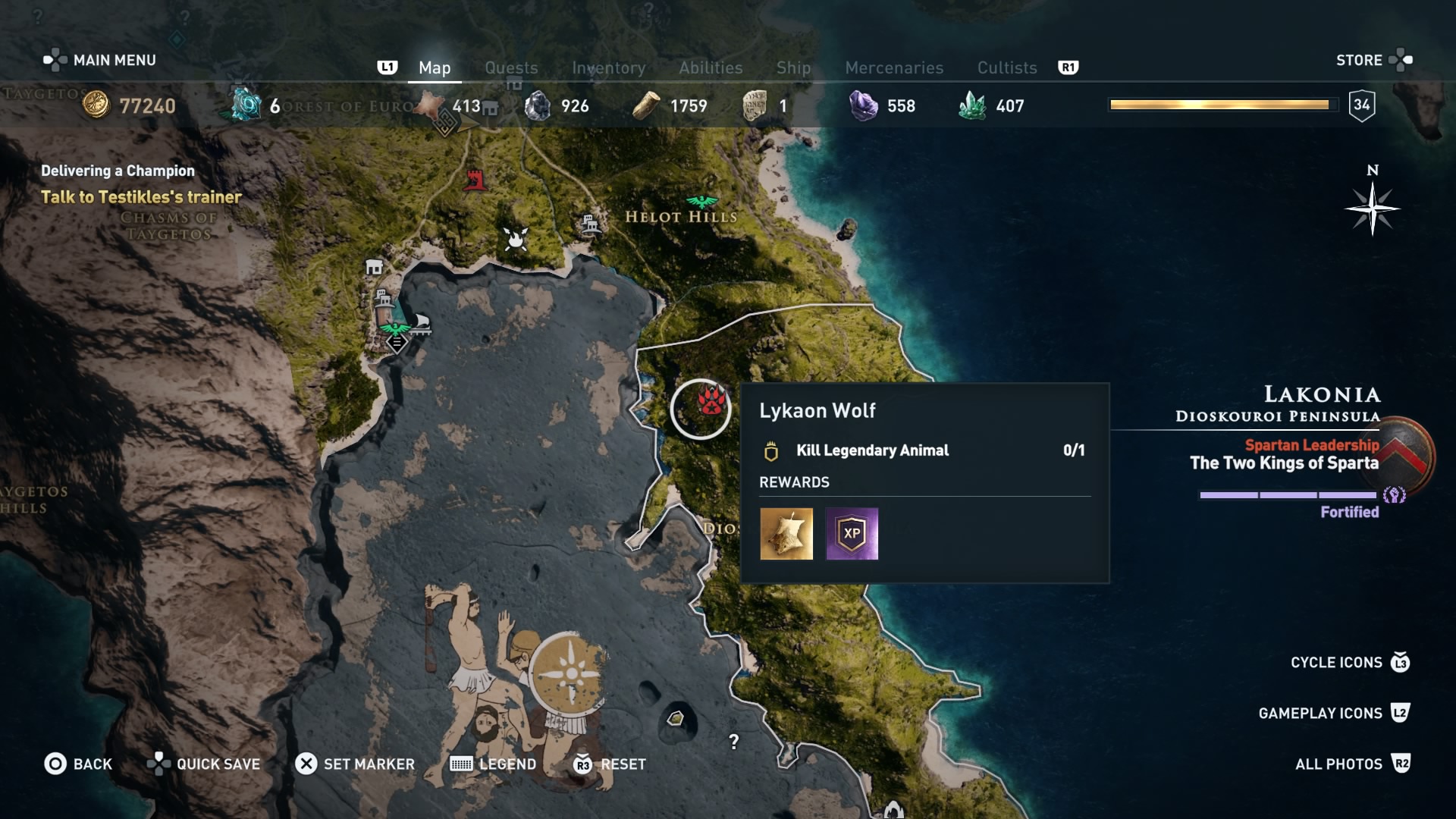 Assassin's Creed Odyssey: The Lykaon Wolf location