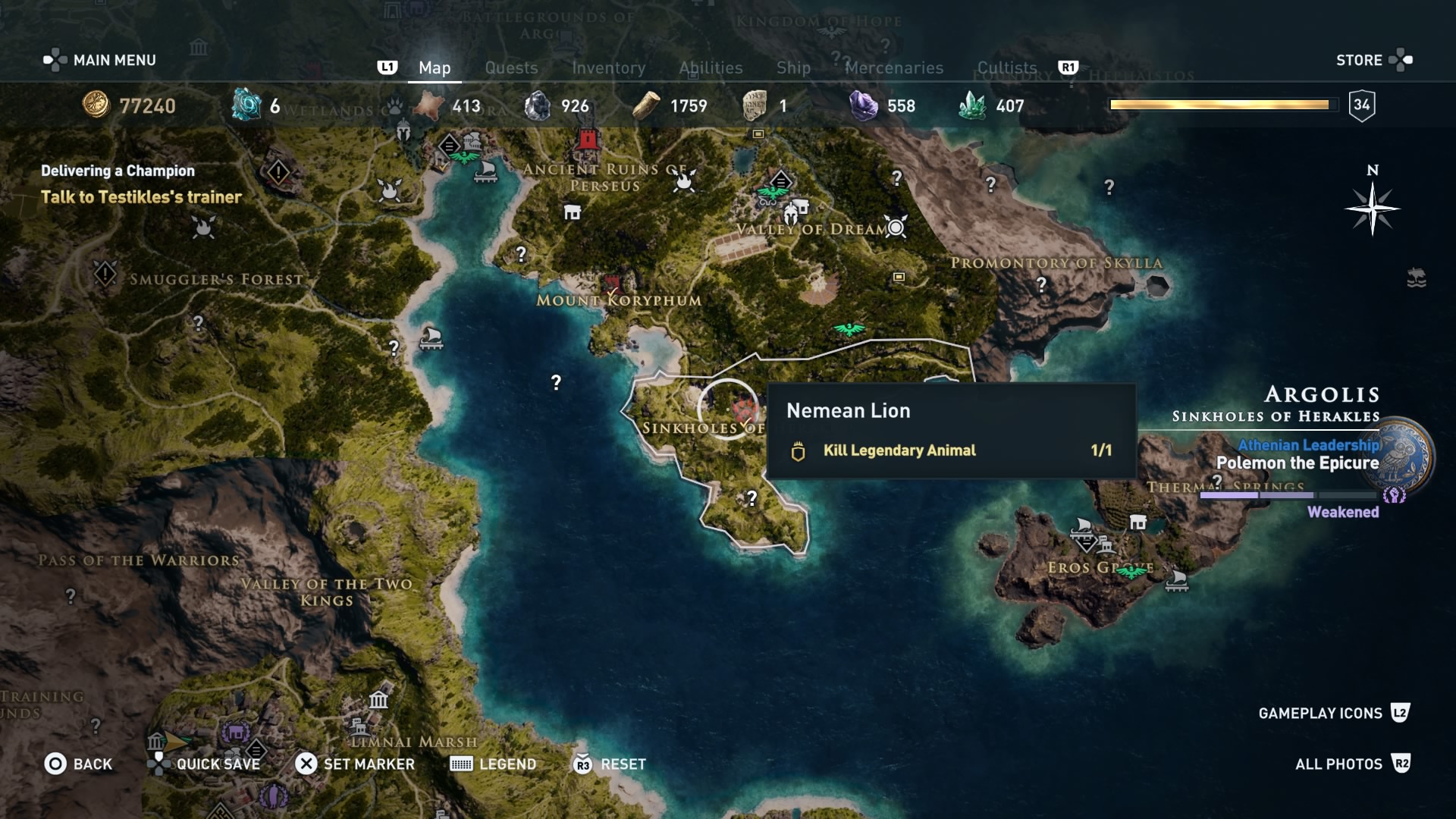 Assassin's Creed Odyssey: The Nemean Lion location