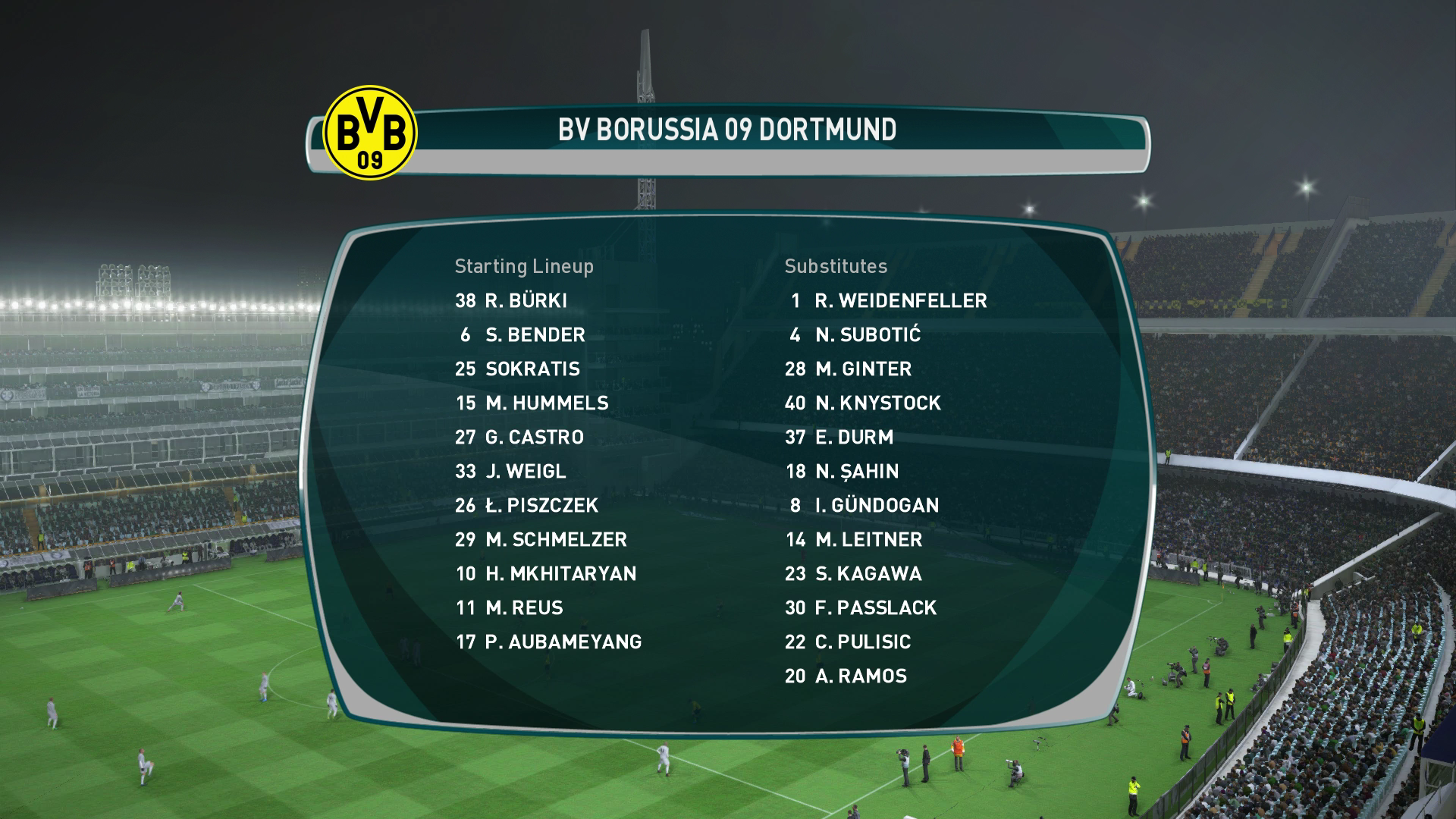 PES 2017 Dortmund lineup