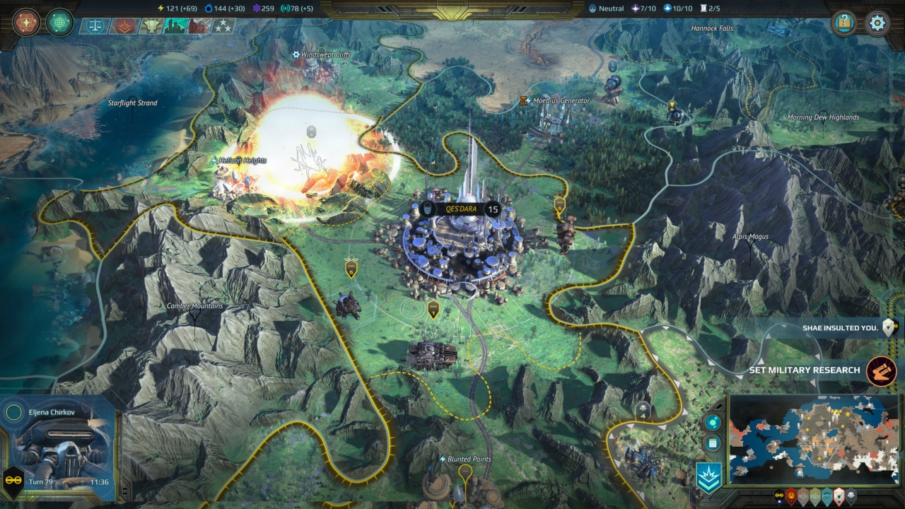 A screenshot of the world view in Planetfall