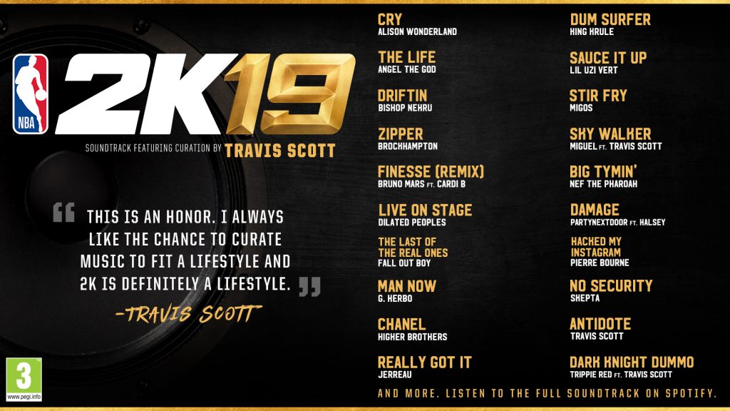 NBA 2K19 soundtrack revealed, curated by Travis Scott
