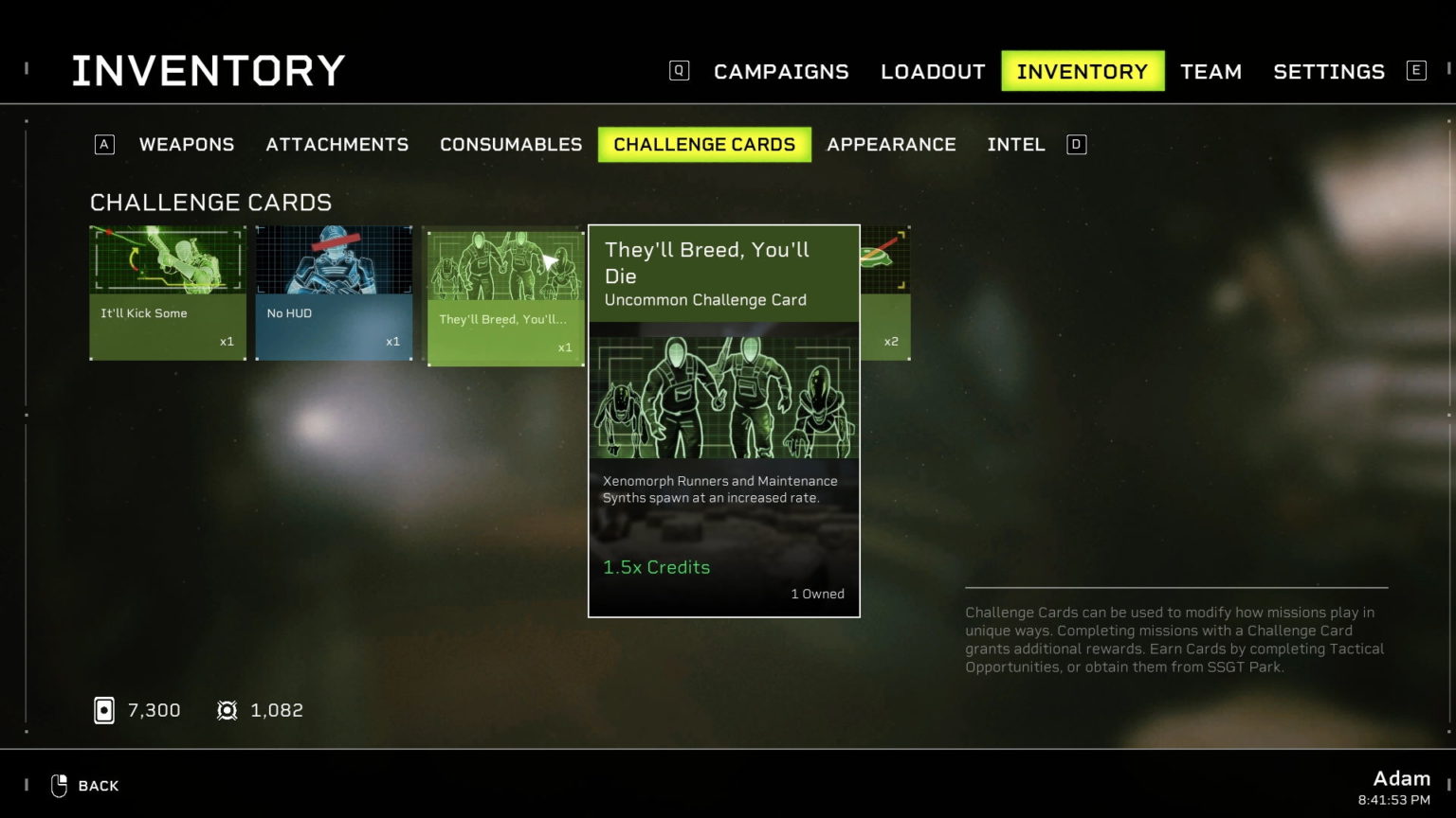 Aliens Fireteam Elite The Best Challenge Cards
