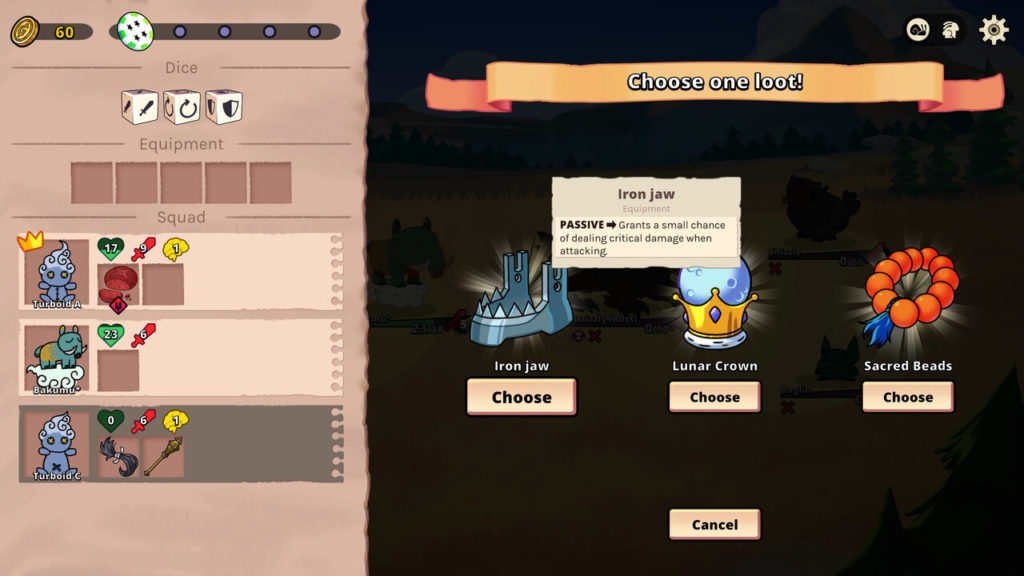 A screenshot of Dicefolk 