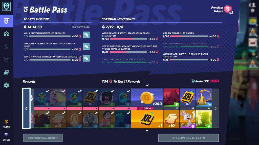A picture of the Battle Pass screen