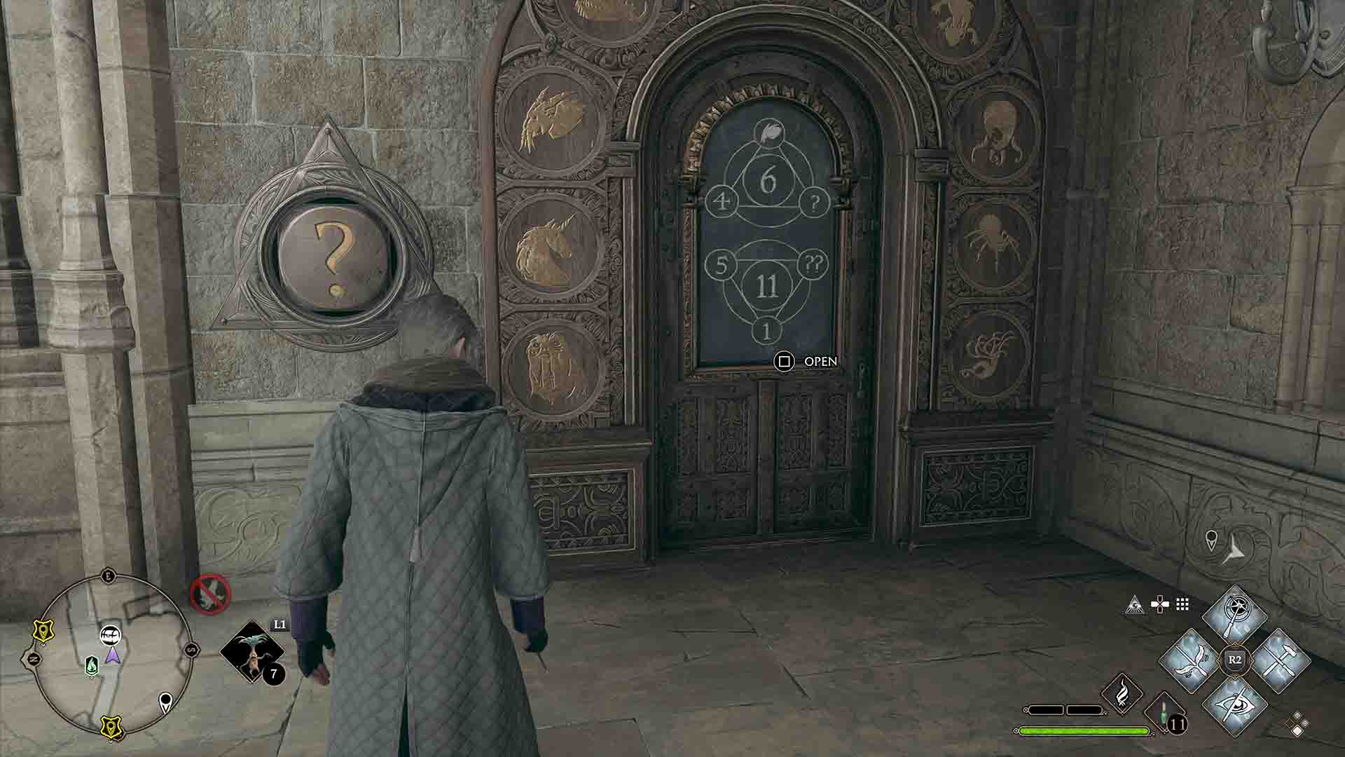 How do you open the number puzzle doors in Hogwarts Legacy?