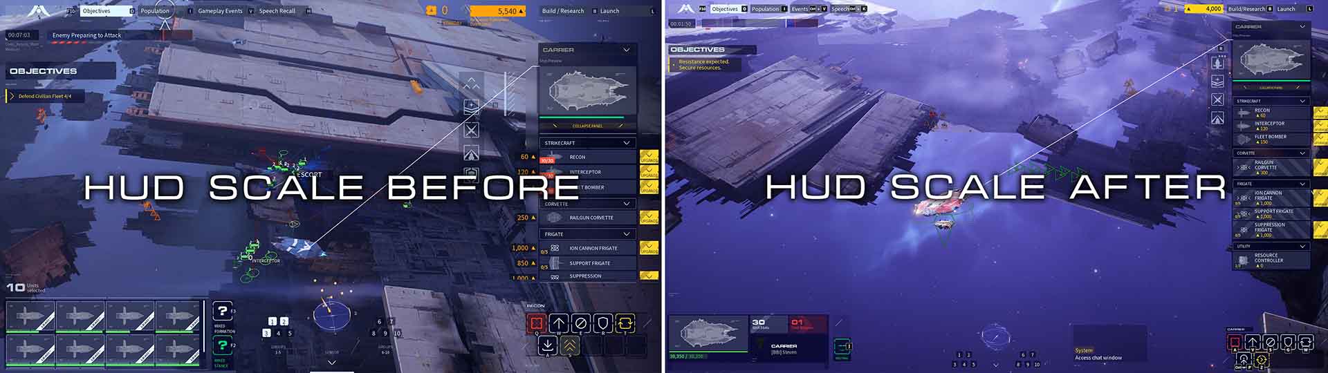 Homeworld 3 UI changes