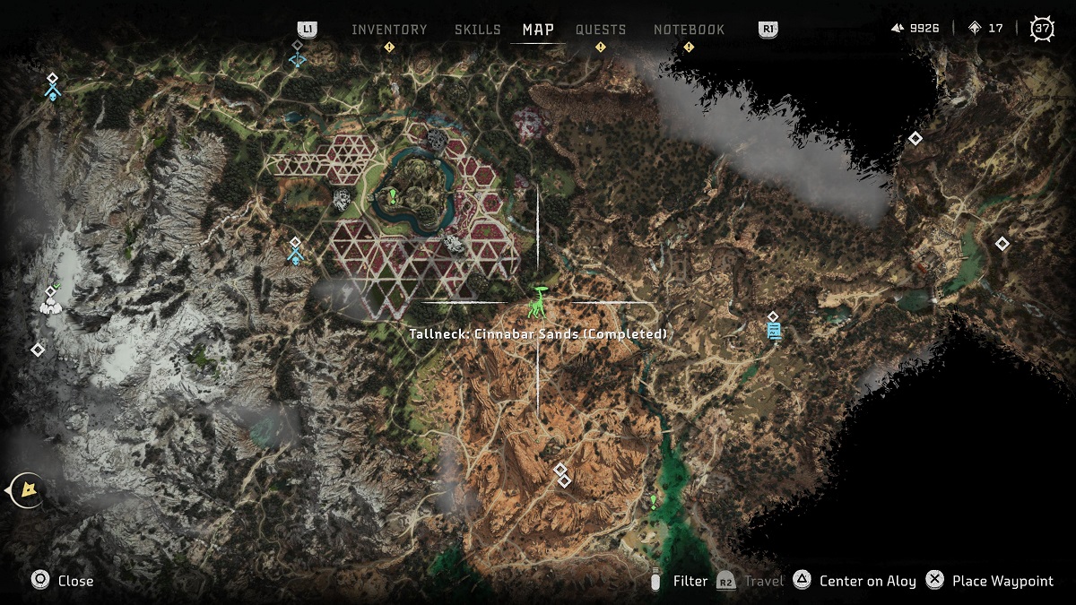 Horizon Forbidden West Cinnibar Sands Tallneck Map