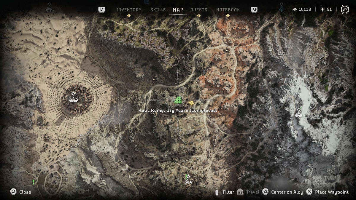 Horizon Forbidden West Relic Ruins Dry Yearn Location Map