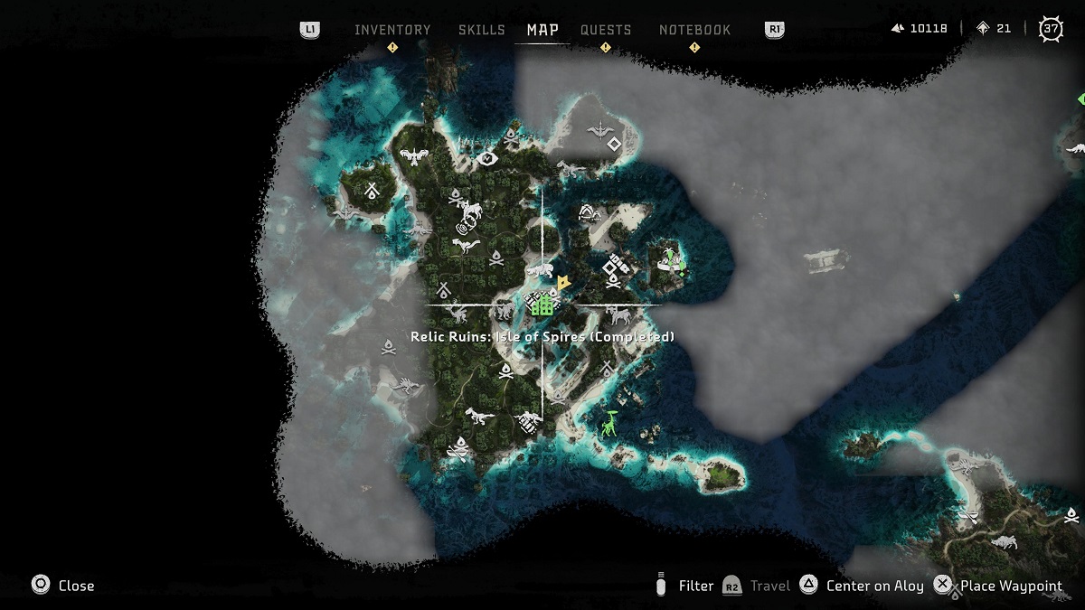 Horizon Forbidden West Relic Ruins Isle of Spires Location Map