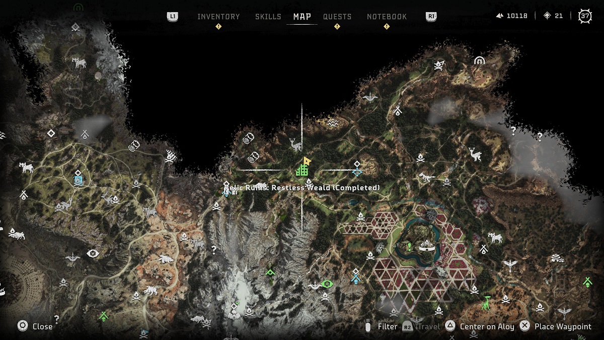 Horizon Forbidden West Relic Ruins Restless Weald Location Map