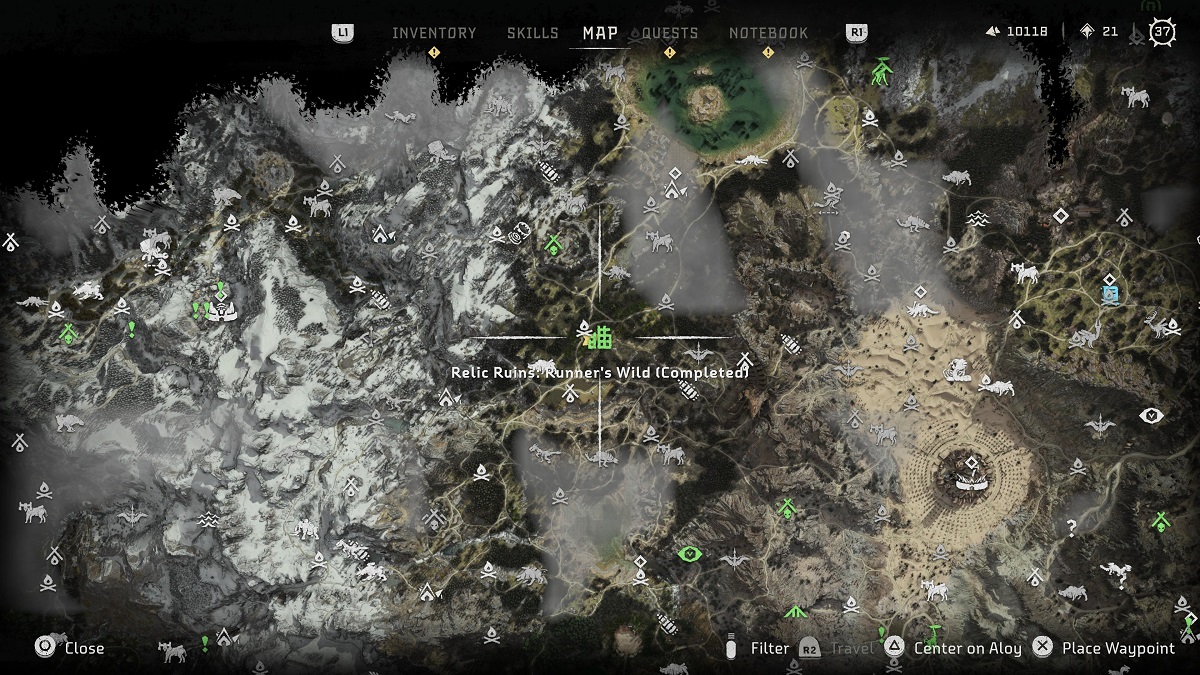 Horizon Forbidden West Relic Ruins Runner's Wild Location Map