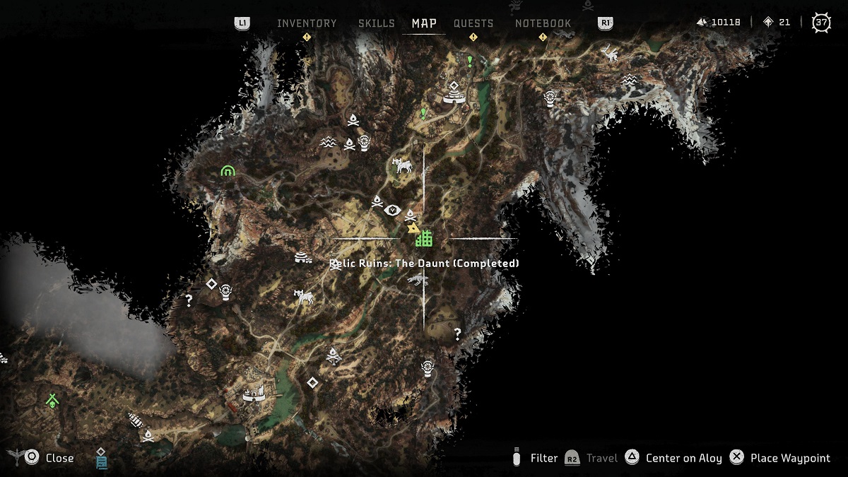 Horizon Forbidden West Relic Ruins The Daunt Location Map