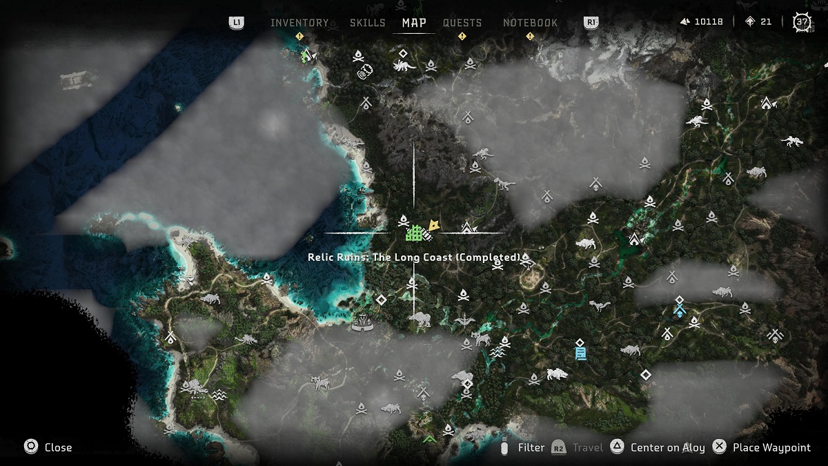 Horizon Forbidden West Relic Ruins The Long Coast Location Map