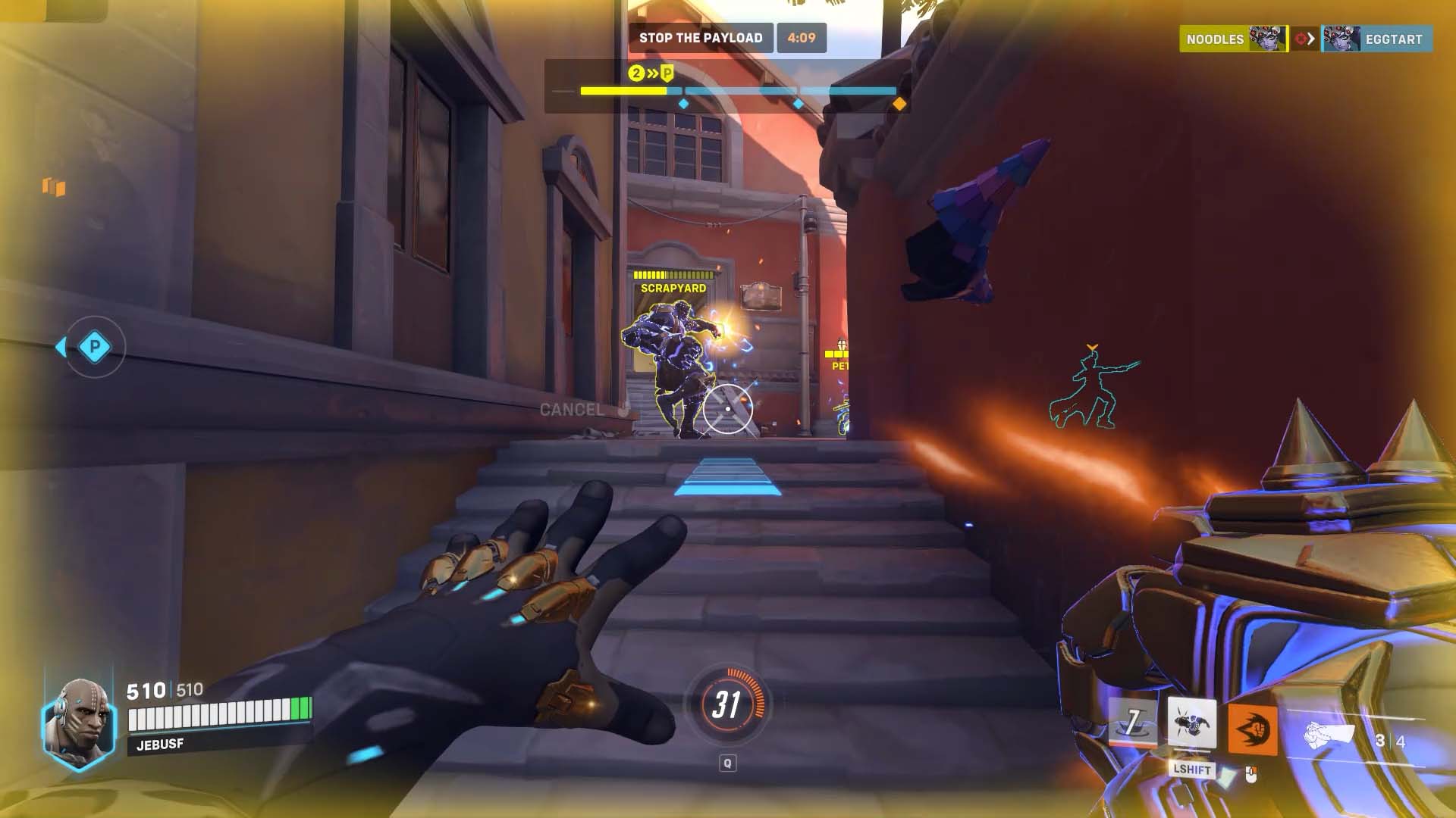 A screenshot of Doomfist in action