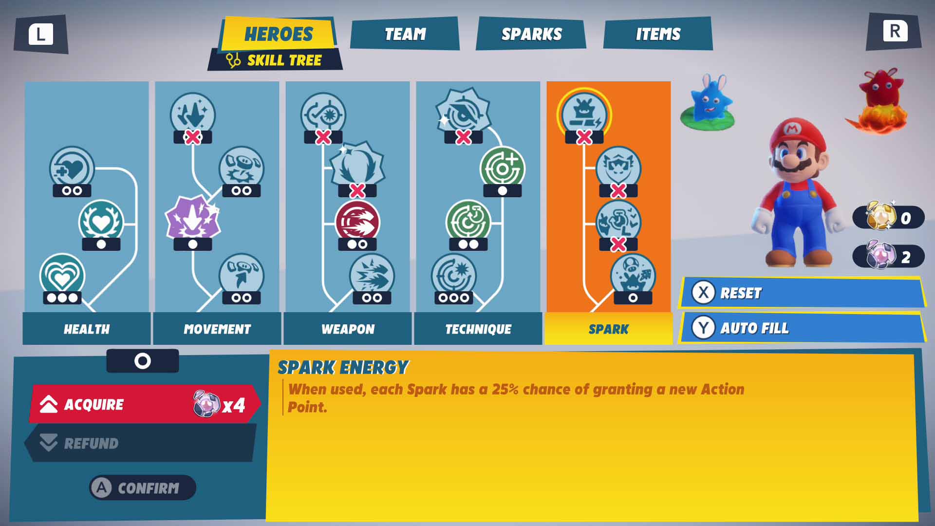 Spark skill tree: Mario