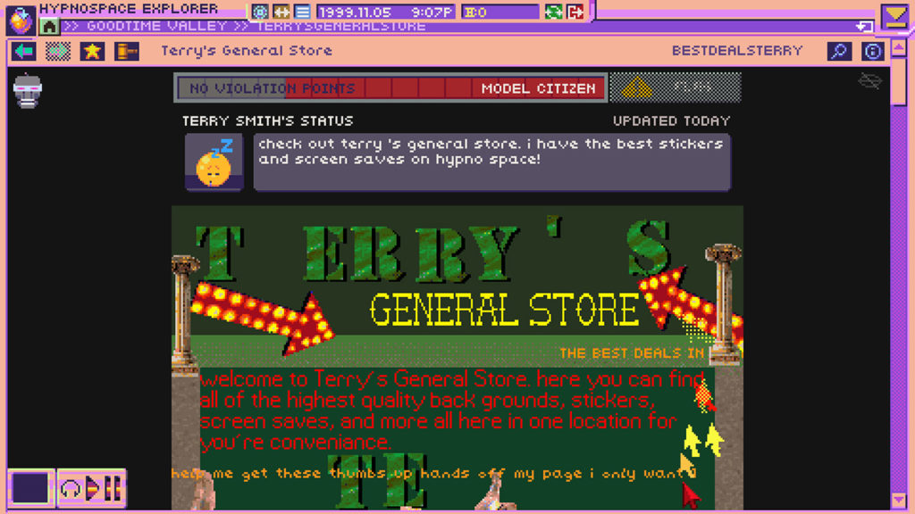 A screenshot of Hypnospace Outlaw