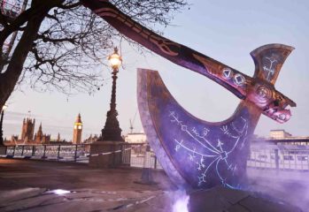 There's a giant real life God of War Leviathan Axe now in London