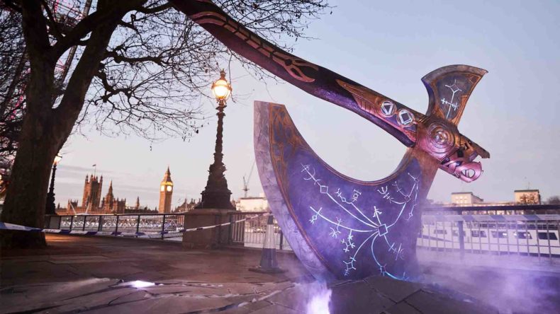 There's a giant real life God of War Leviathan Axe now in London