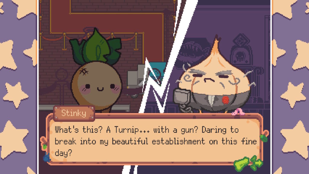 A screenshot of Turnip Boy Robs a Bank