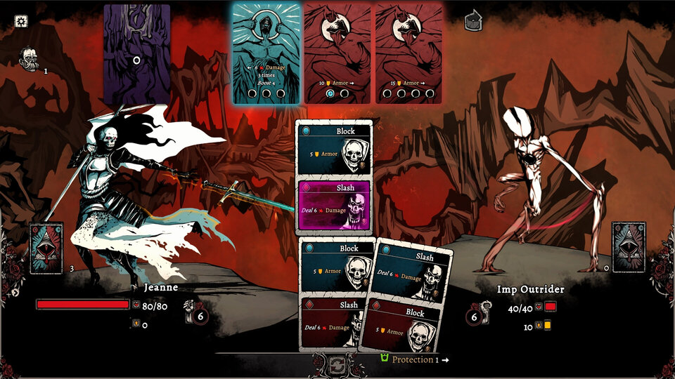 A screenshot of Nadir: A Grimdark Deckbuilder