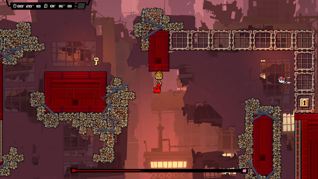 A screenshot of Super Meat Boy Forever 