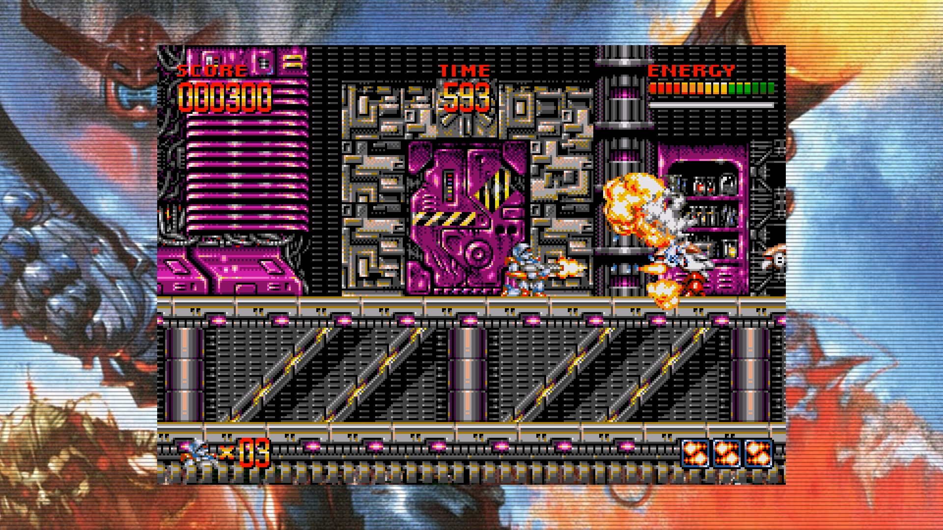 A screenshot from Turrican Flashback on Nintendo Switch